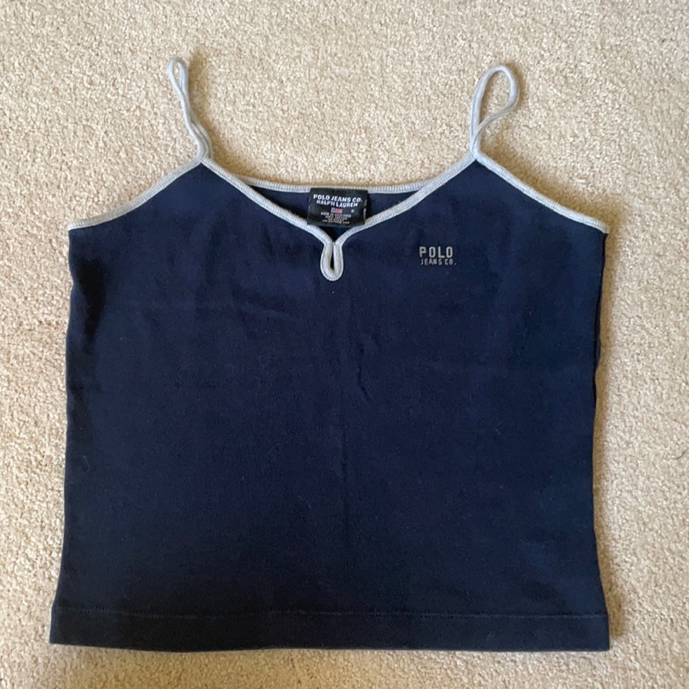 Polo Ralph Lauren navy and grey cropped tank S